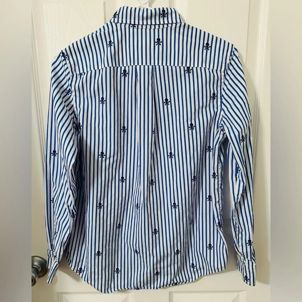 Ralph Lauren Kids White and Blue Striped Button Down Shirt